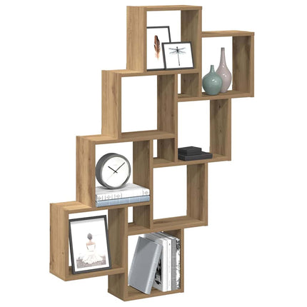 Vägghylla kubformad artisan ek 90x15x119,5 cm konstruerat trä