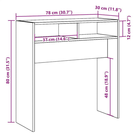 Konsolbord åldrat trä 78x30x80 cm konstruerat trä