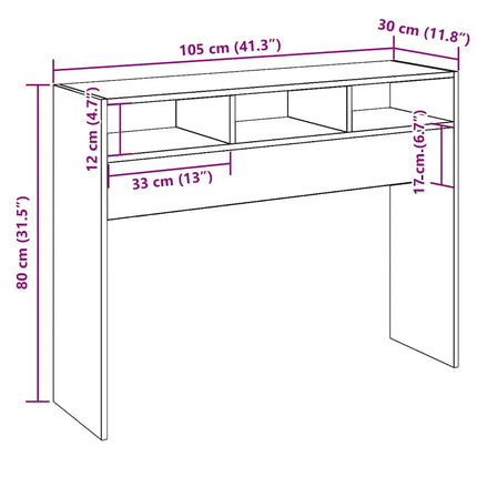 Konsolbord åldrat trä 105x30x80 cm konstruerat trä