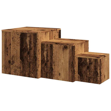 Sidobord 3 St Åldrat Trä Konstruerat Trä