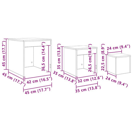 Satsbord 3 St Åldrat Trä Konstruerat Trä