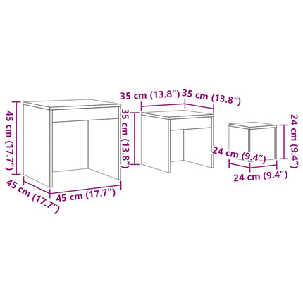 Satsbord 3 st artisan ek konstruerat trä
