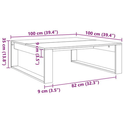 Soffbord åldrat trä 100x100x35 cm konstruerat trä