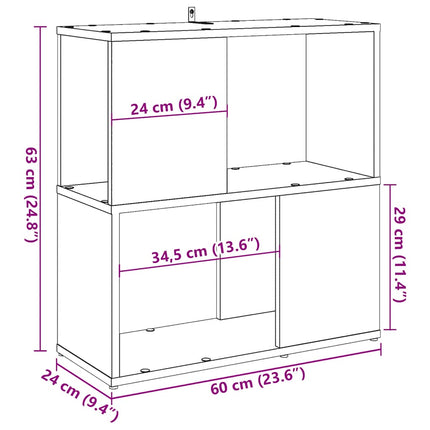 Bokhylla artisan ek 60x24x63 cm konstruerat trä