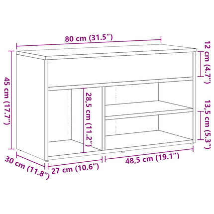 Skobänk artisan ek 80x30x45 cm konstruerat trä