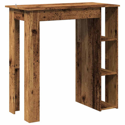Barbord med hyllor åldrat trä 102x50x103,5 cm konstruerat trä