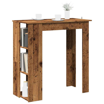 Barbord med hyllor åldrat trä 102x50x103,5 cm konstruerat trä