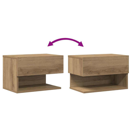 Väggmonterat sängbord ek