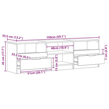 Tv-bänk artisan ek 150x33,5x45 cm konstruerat trä