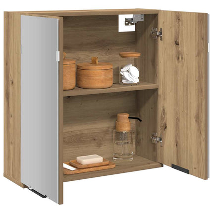 Spegelskåp för badrum ek 64x20x66,5 cm konstruerat trä