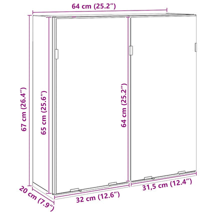 Spegelskåp för badrum ek 64x20x66,5 cm konstruerat trä
