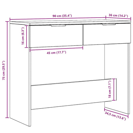 Konsolbord artisan ek 90x36x75 cm konstruerat trä