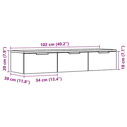 Väggskåp åldrat trä 102x30x20 cm konstruerat trä
