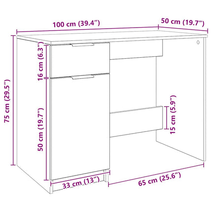 Skrivbord artisan ek 100x50x75 cm konstruerat trä