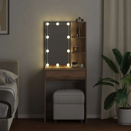 Sminkbord med LED artisan ek 60x40x140 cm