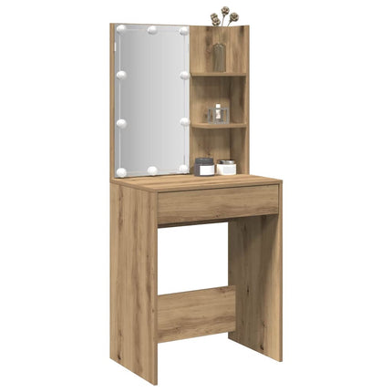 Sminkbord med LED artisan ek 60x40x140 cm