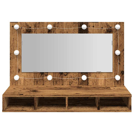 Spegelskåp med LED gammalt trä 90x31,5x62 cm