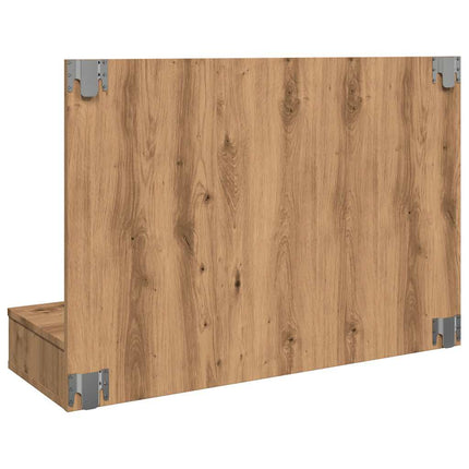 Spegelskåp med LED hantverksmässig ek 90x31,5x62 cm