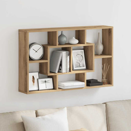 Vägghylla hantverksmässig ek 85x16x52,5 cm konstruerat trä
