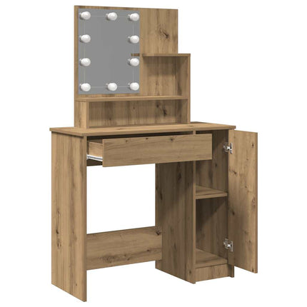 Sminkbord med LED artisan ek 86,5x35x136 cm
