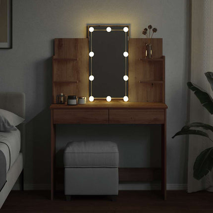 Sminkbord med LED artisan ek 96x40x142 cm