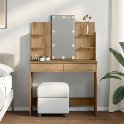Sminkbord med LED artisan ek 96x40x142 cm
