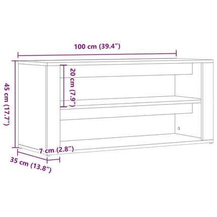 Skobänk åldrat trä 100x35x45 cm konstruerat trä