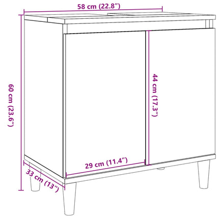 Tvättställsskåp betonggrå 58x33x60 cm konstruerat trä