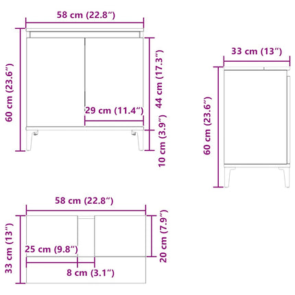 Tvättställsskåp betonggrå 58x33x60 cm konstruerat trä