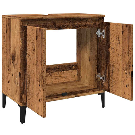 Tvättställsskåp åldrat trä 58x33x60 cm konstruerat trä