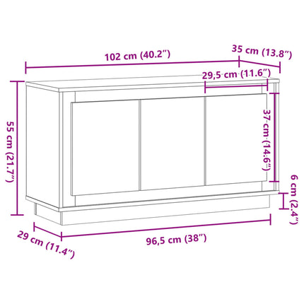 Skänk gammalt trä 102x35x55 cm konstruerat trä