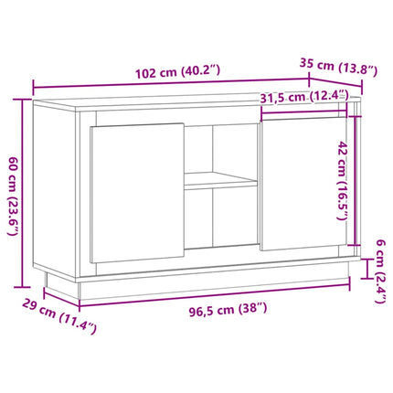 Skänk hantverksmässig ek 102x35x55 cm konstruerat trä