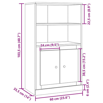 Högskåp gammalt trä 60x35,5x103,5 cm konstruerat trä