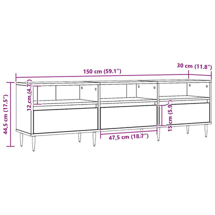 Tv-bänk artisan ek 150x30x44,5 cm konstruerat trä