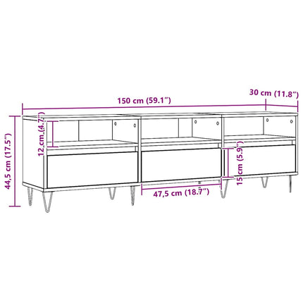 Tv-bänk artisan ek 150x30x44,5 cm konstruerat trä