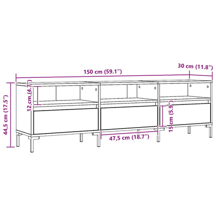 Tv-bänk artisan ek 150x30x44,5 cm konstruerat trä
