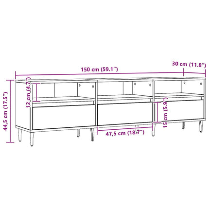 Tv-bänk artisan ek 150x30x44,5 cm konstruerat trä