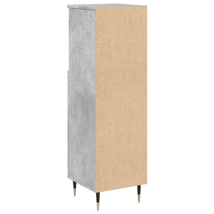 Badrumsskåp betonggrå 30x30x100 cm konstruerat trä