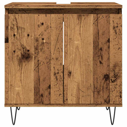 Badrumsskåp åldrat trä 58x33x60 cm konstruerat trä
