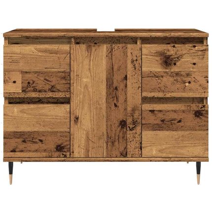 Badrumsskåp gammalt trä 80x33x60 cm konstruerat trä