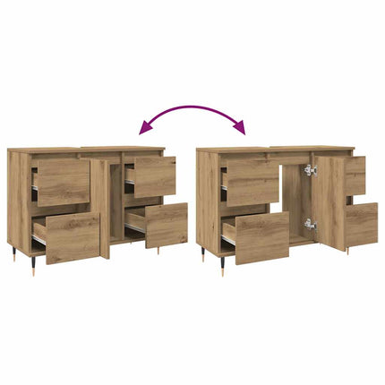 Badrumsskåp artisan ek 80x33x60 cm konstruerat trä