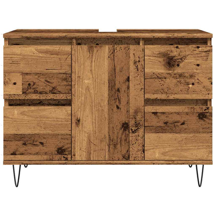 Badrumsskåp gammalt trä 80x33x60 cm konstruerat trä