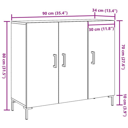 Skänk gammalt trä 90x34x80 cm konstruerat trä