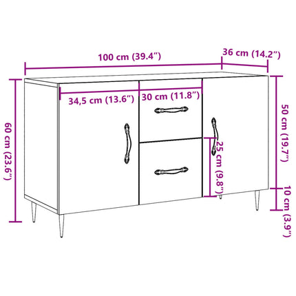 Skänk gammalt trä 100x36x60 cm konstruerat trä