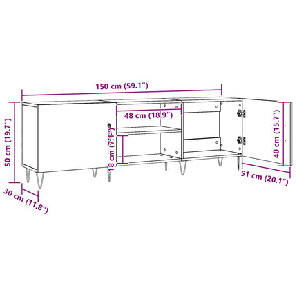 Tv-bänk artisan ek 150x30x50 cm konstruerat trä