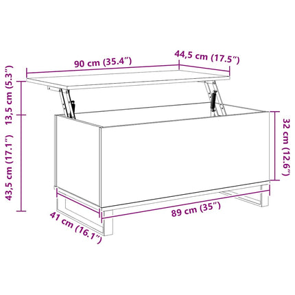 Soffbord åldrat trä 90x44,5x45 cm konstruerat trä
