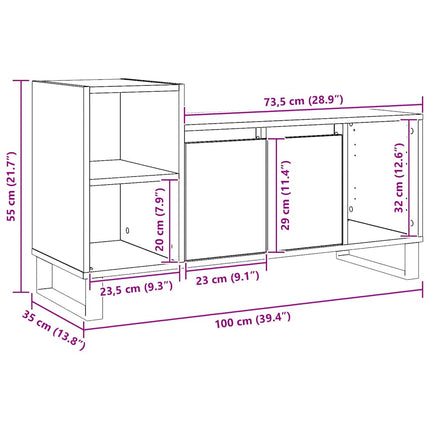 Tv-bänk artisan ek 100x35x55 cm konstruerat trä