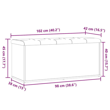 Förvaringsbänk hantverksmässig ek 102x42x45 cm konstruerat trä