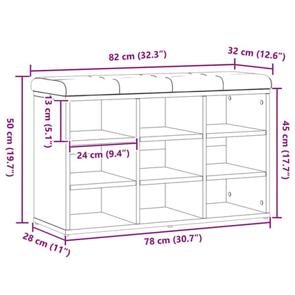 Skobänk hantverksmässig ek 82x32x50 cm konstruerat trä