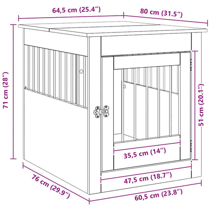 Hundbur artisan ek 64,5x80x71 cm konstruerat trä